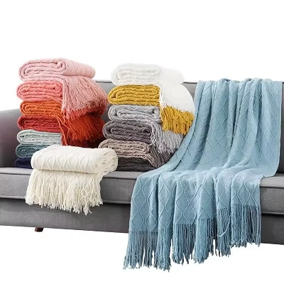 Tassel Jacquard pletena odeja